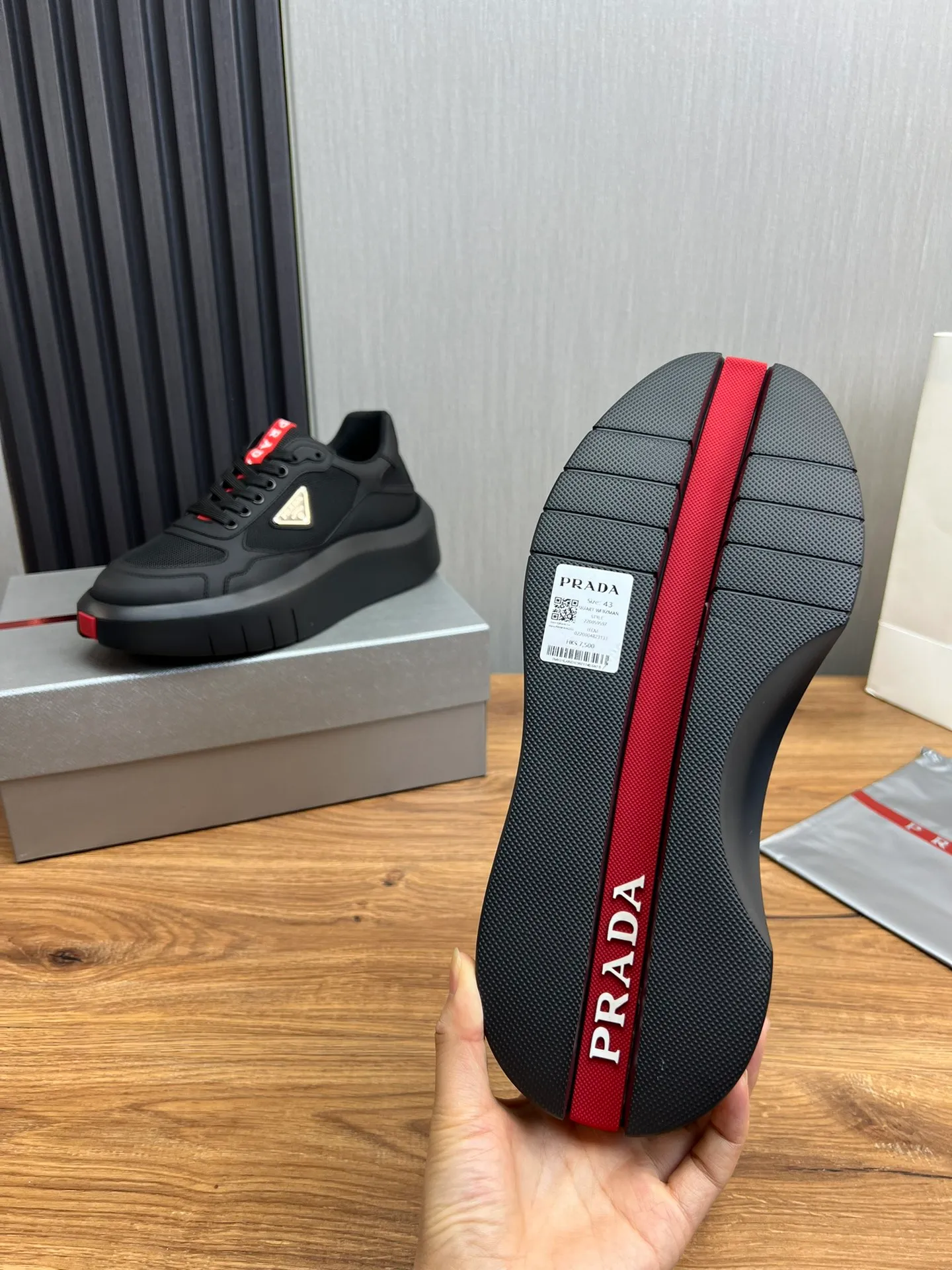 Men's shoes 💰620💰 [PRADA] Men's shoes are popular in the counter, official website is synchronized, high-quality shipments ✔️Original cowhide stitching mesh + cowhide lining, 1🆚1 replica, original original bottom, 38-45 (45 customized, non-refundable)